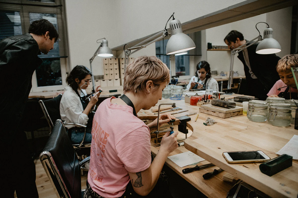 Jewelry making session for couples