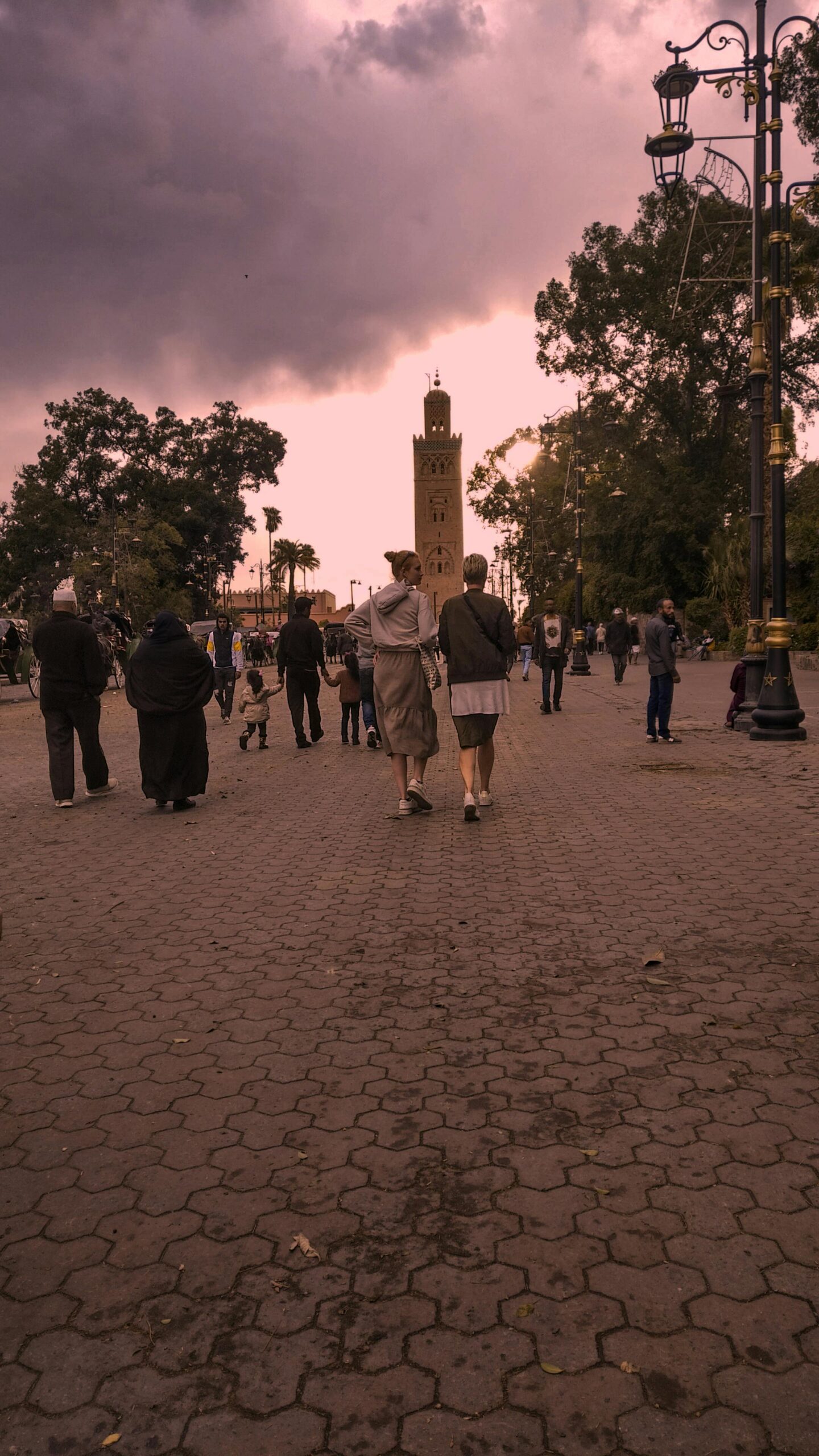 A couple walking in Morocco
